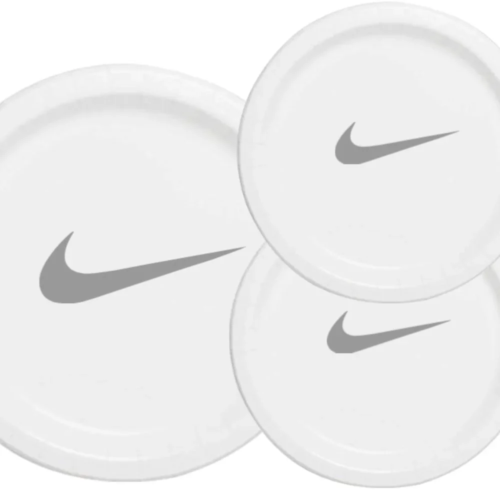 Sw00sh Party Plates | White & Grey Basketball Themed Paper Plates | 60 Pack